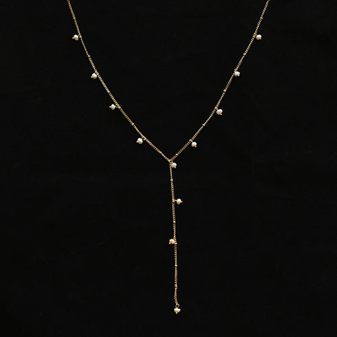 Elegant Y Shape Dainy Pearls Long Necklace - Zafari Studio Jewelry